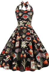 Vestido de fiesta clásico con cuello halter y corte A